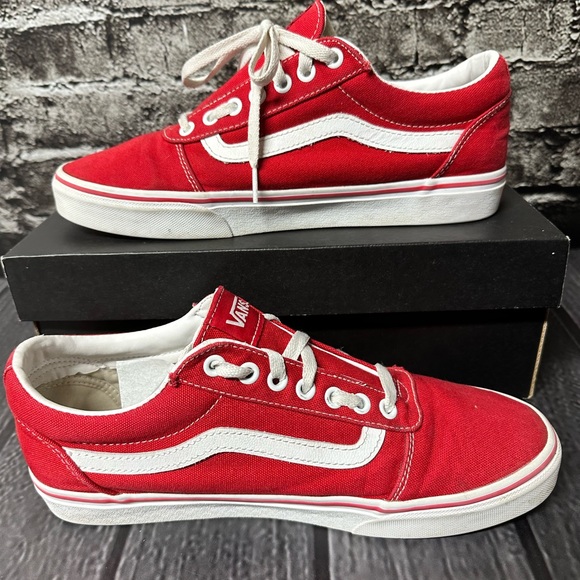 Vans  Mens Womens Red White  Canvas Low Top Skateboard Shoes - Picture 2 of 8